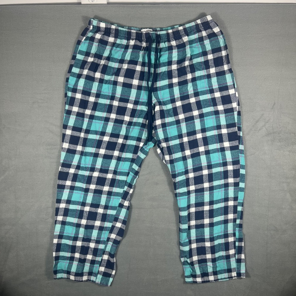 Sonoma Goods For Life Women's XL Flannel Plaid Pajama Lounge Pants Blue Aqua